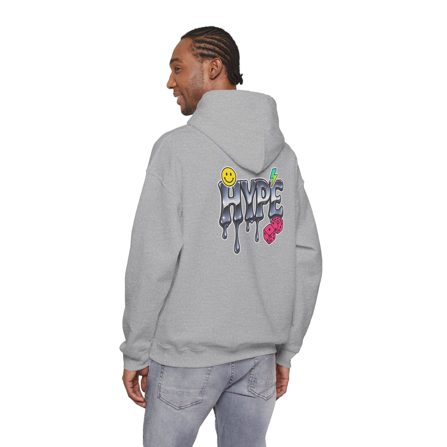 Hype Drip Hoodie — Graphic Streetwear Sweatshirt with Smiley & Dice