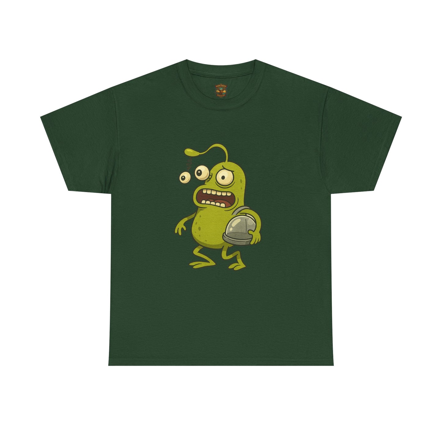Green Alien Cartoon Tee | Funny Space Monster Illustration B