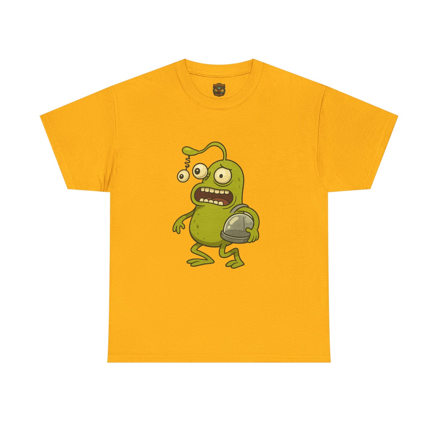 Green Alien Cartoon Tee | Funny Space Monster Illustration B