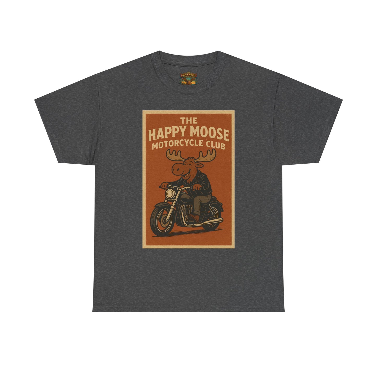 Happy Moose Motorcycle Club T-Shirt | Moose Biker Graphic