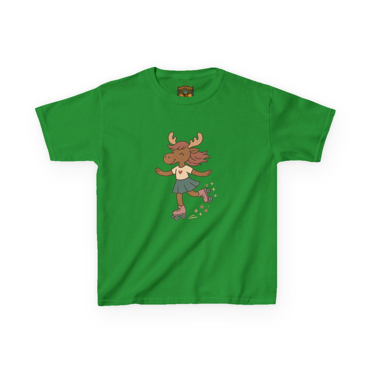 Kids Tee — Cute Roller-Skating Moose Girl Graphic