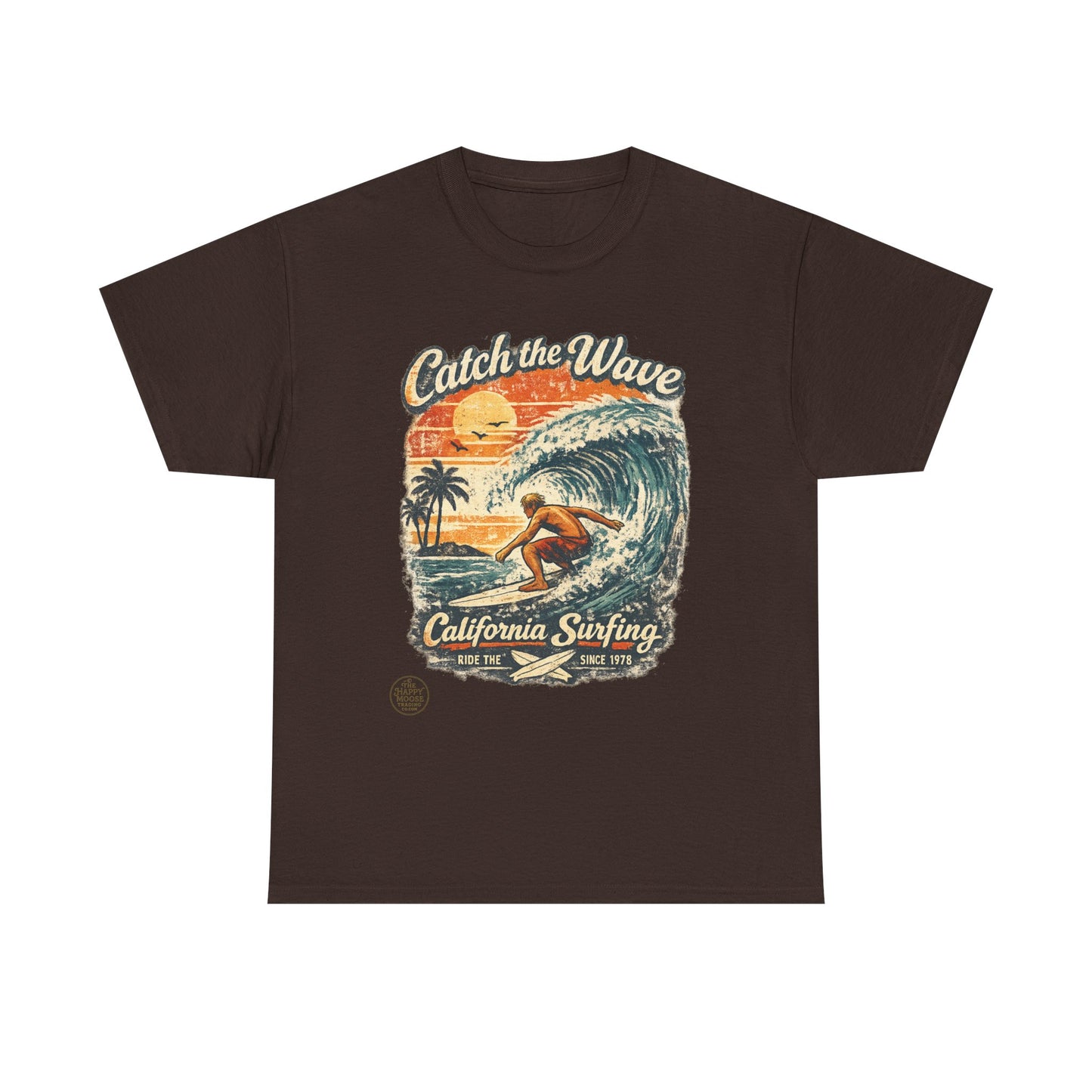 Catch the Wave California Surfing T-Shirt — Retro Beach Surf Tee