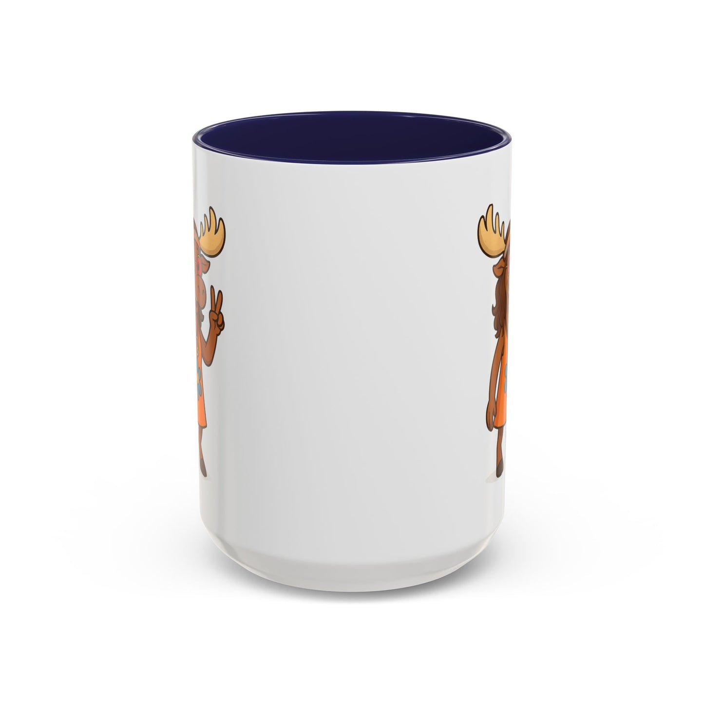Hippie Moose Coffee Mug — Peace Sign Retro Moose Accent Mug (11/15oz)