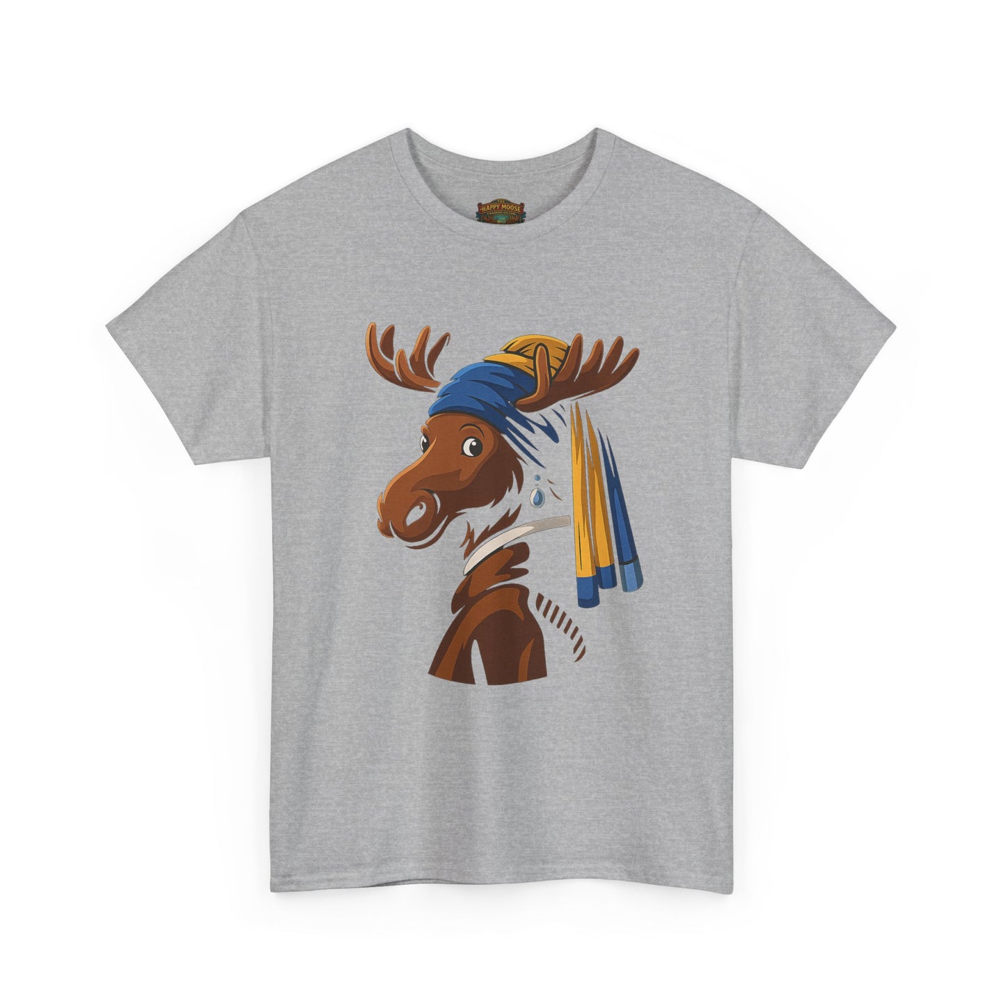 The Moose With The Pearl Earring Graphic Tee — Playful Moose with Headwrap T-Shirt