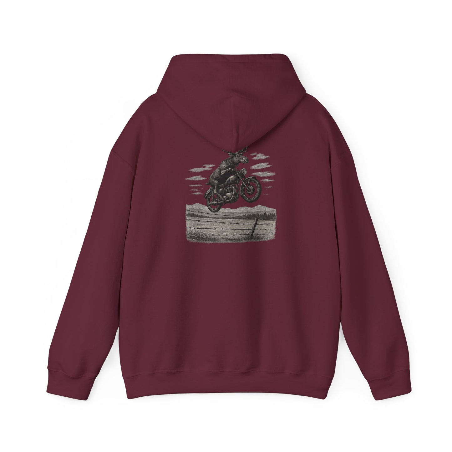 Great Moose Escape Hoodie - Vintage Biker Graphic Sweatshirt