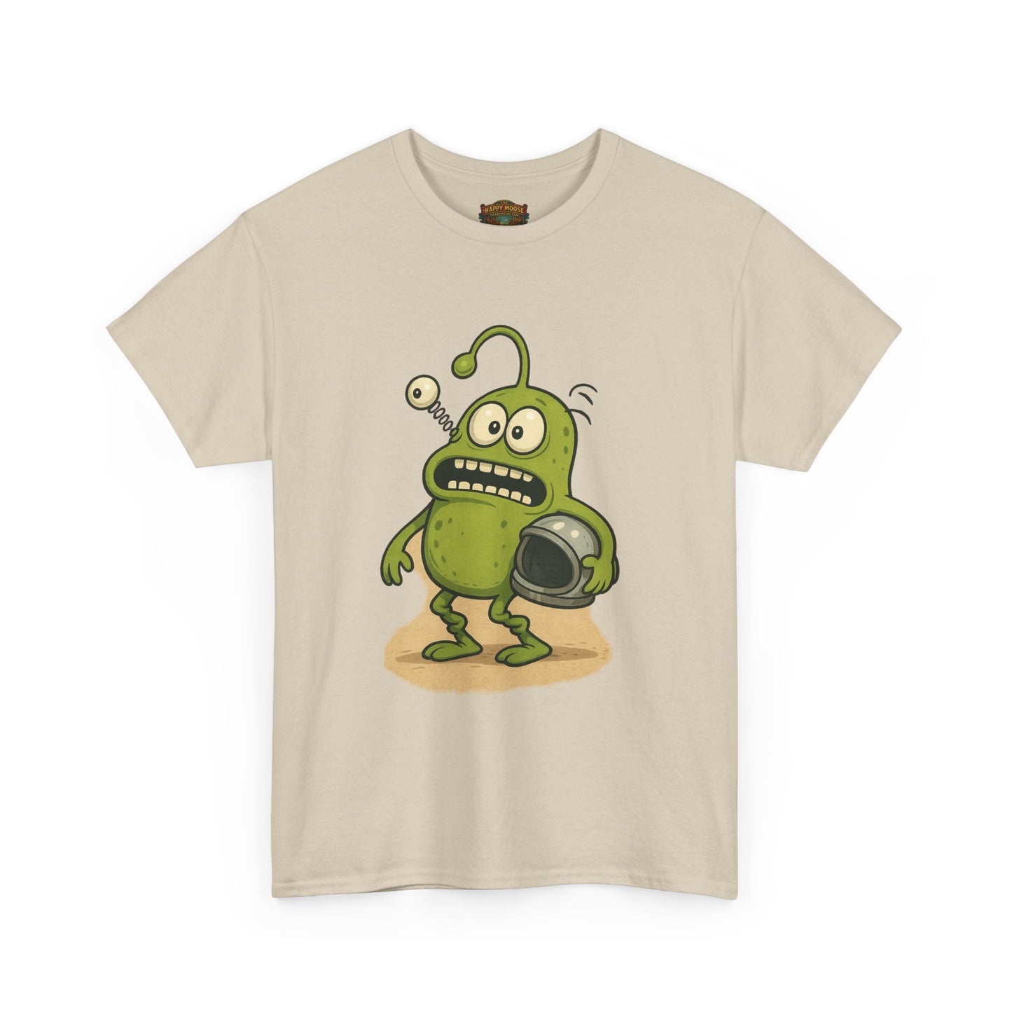 Green Alien Cartoon Tee | Funny Space Monster Illustration