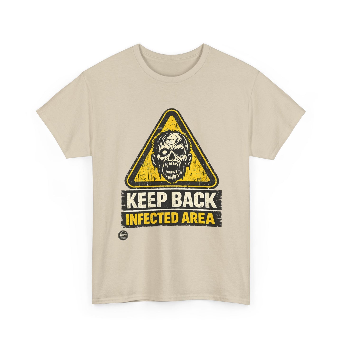 Zombie Warning Tee — "Keep Back Infected Area" Graphic T-Shirt