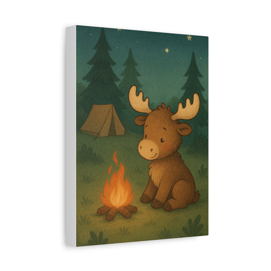 Cute Camping Moose Canvas Art — Kids Nursery Wall Decor