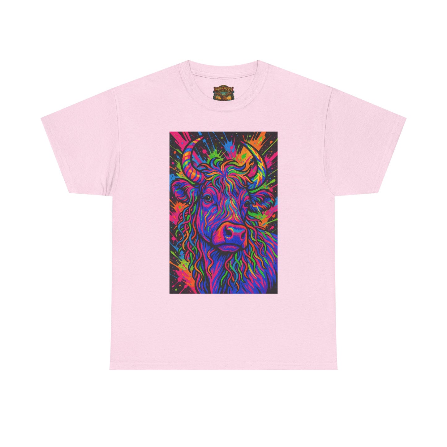 Psycadelic Highland Cow T-Shirt | Retro Rainbow Cow Art 1
