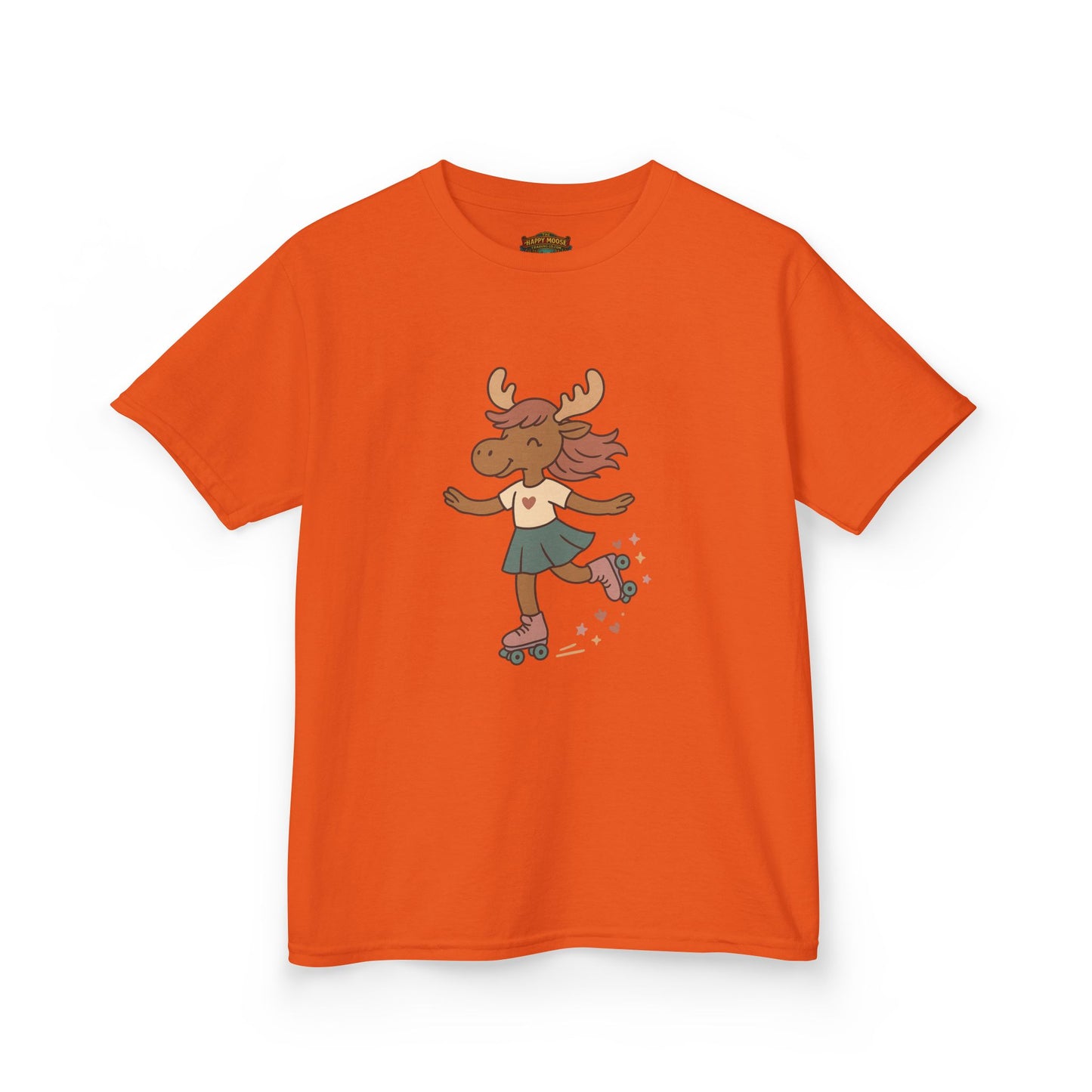 Kids Tee — Cute Roller-Skating Moose Girl Graphic