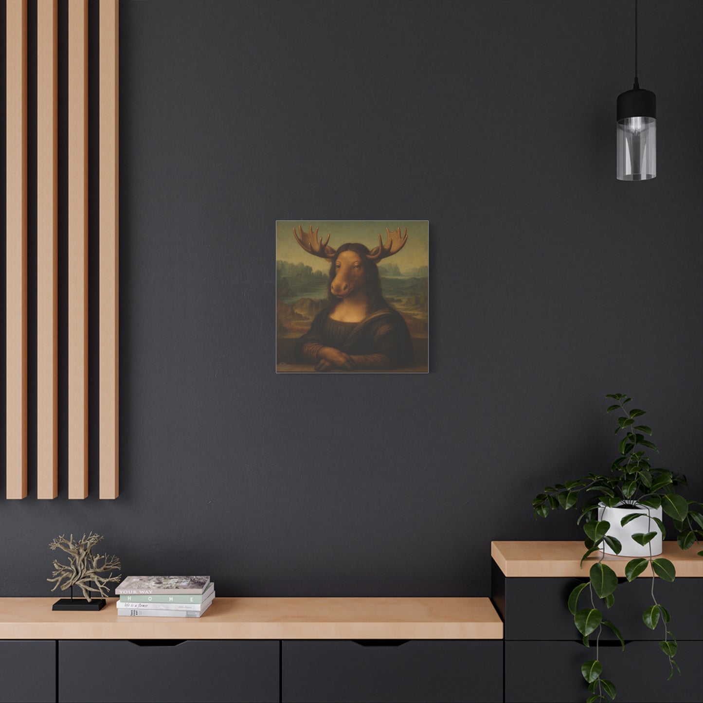Mona Moose Canvas Print — Whimsical Animal Renaissance Wall Art