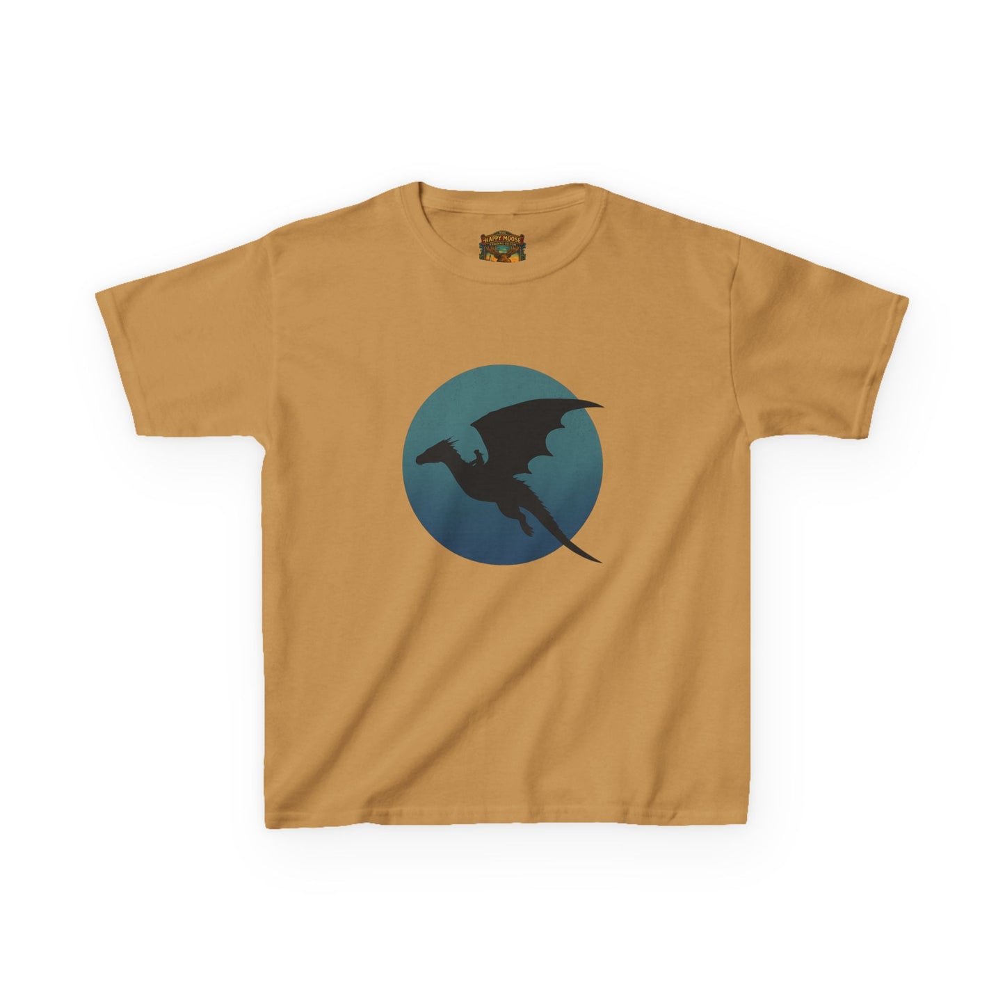 Kids Dragon Silhouette Tee — Fantasy Dragon Circle Graphic Shirt