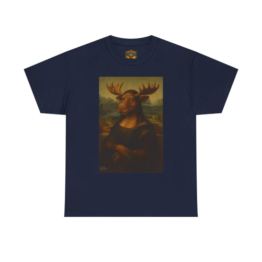 Mona Moose Tee — Funny Renaissance Moose Portrait T‑Shirt