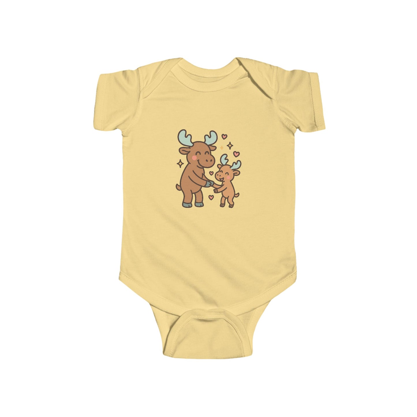 Baby Bodysuit — Cute Mama and Baby Moose Graphic, Woodland Nursery Infant One-Piece
