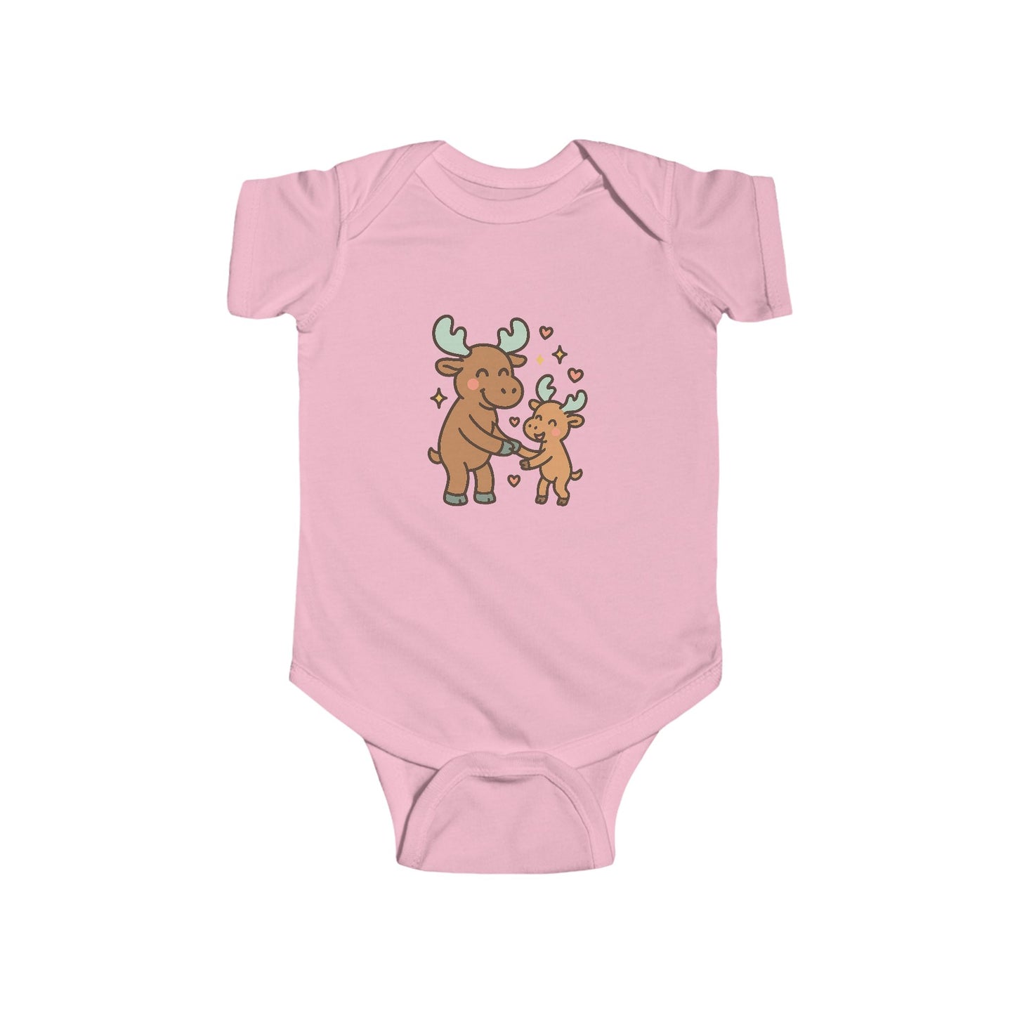 Baby Bodysuit — Cute Mama and Baby Moose Graphic, Woodland Nursery Infant One-Piece
