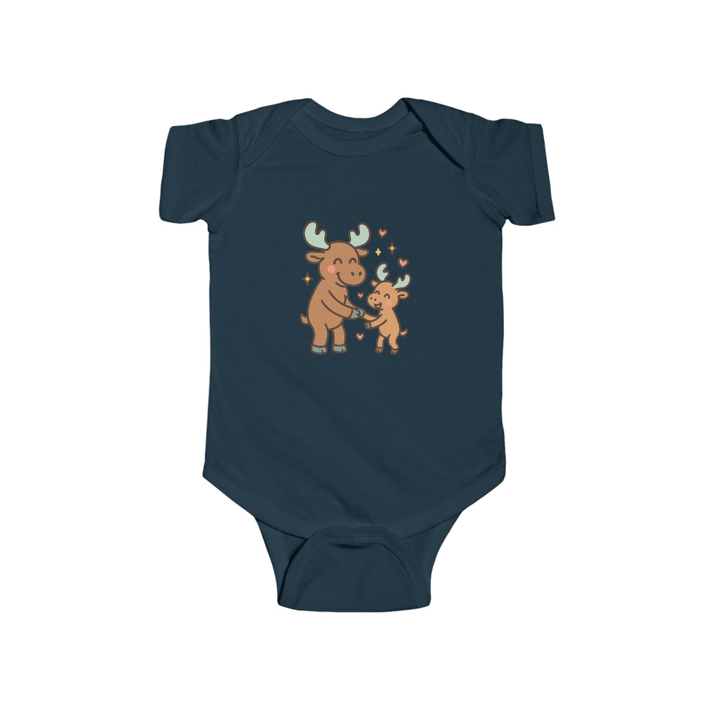 Baby Bodysuit — Cute Mama and Baby Moose Graphic, Woodland Nursery Infant One-Piece