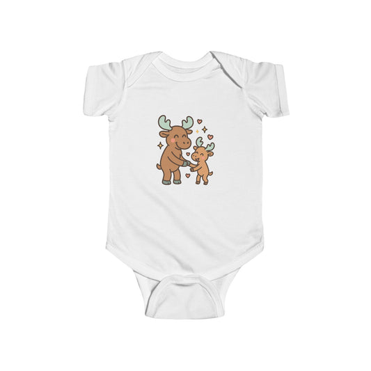 Baby Bodysuit — Cute Mama and Baby Moose Graphic, Woodland Nursery Infant One-Piece