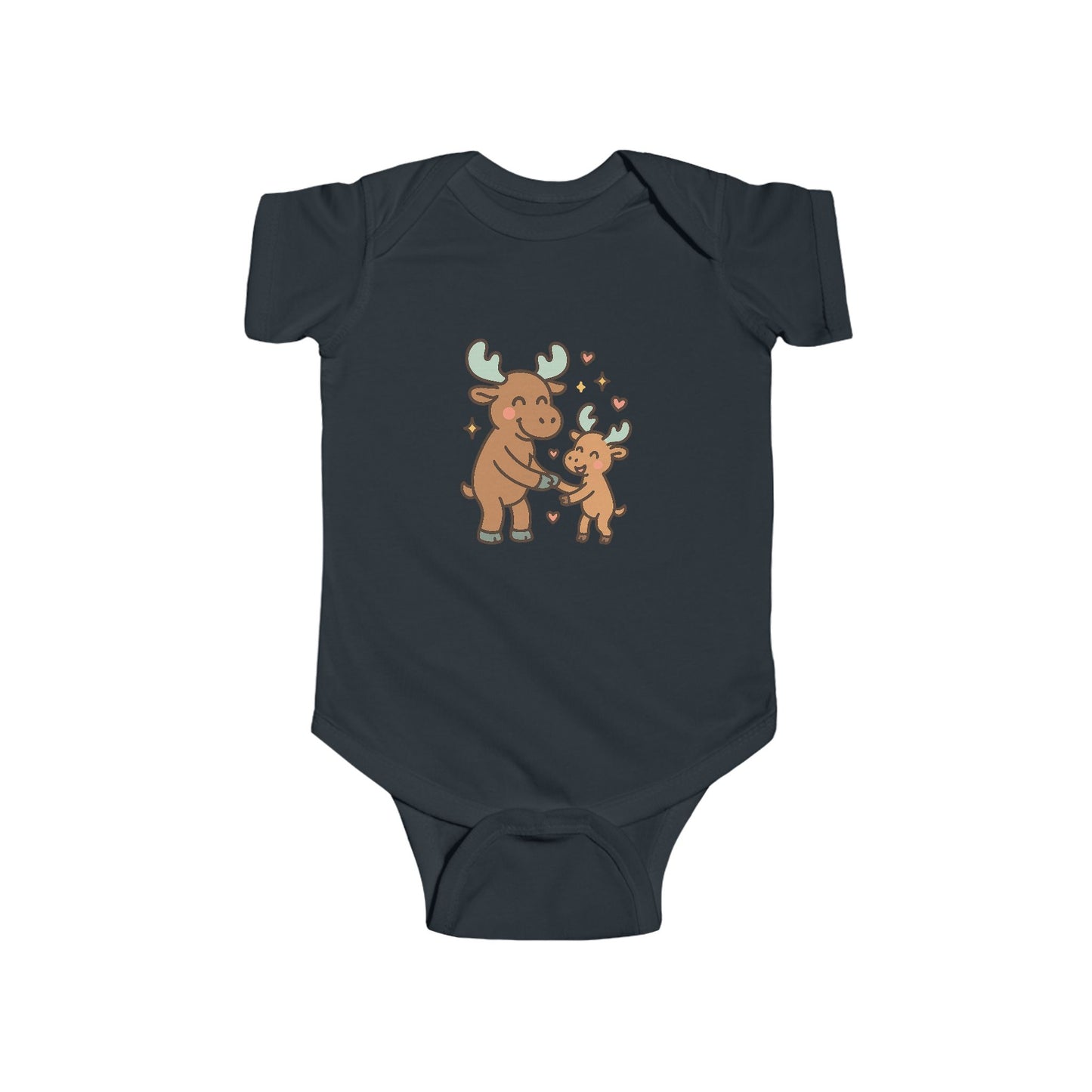 Baby Bodysuit — Cute Mama and Baby Moose Graphic, Woodland Nursery Infant One-Piece