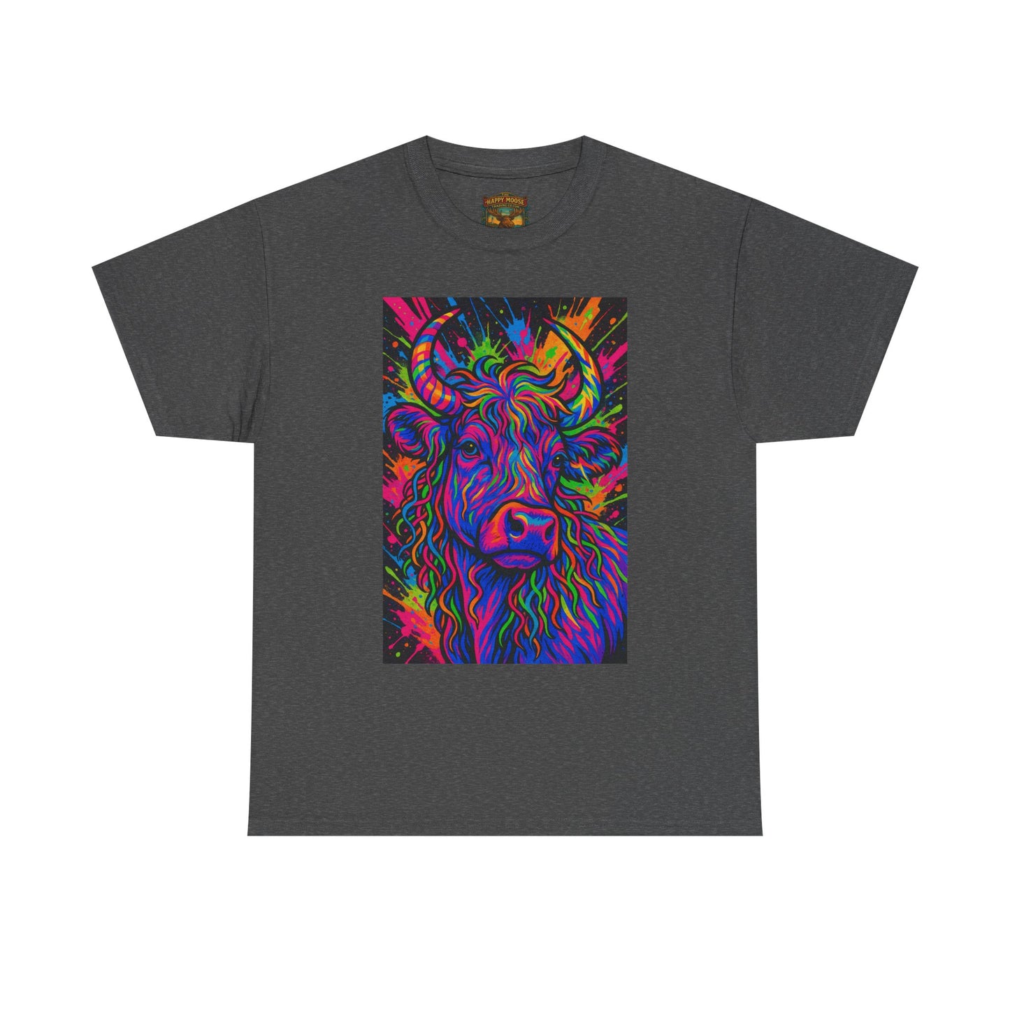 Psycadelic Highland Cow T-Shirt | Retro Rainbow Cow Art 1