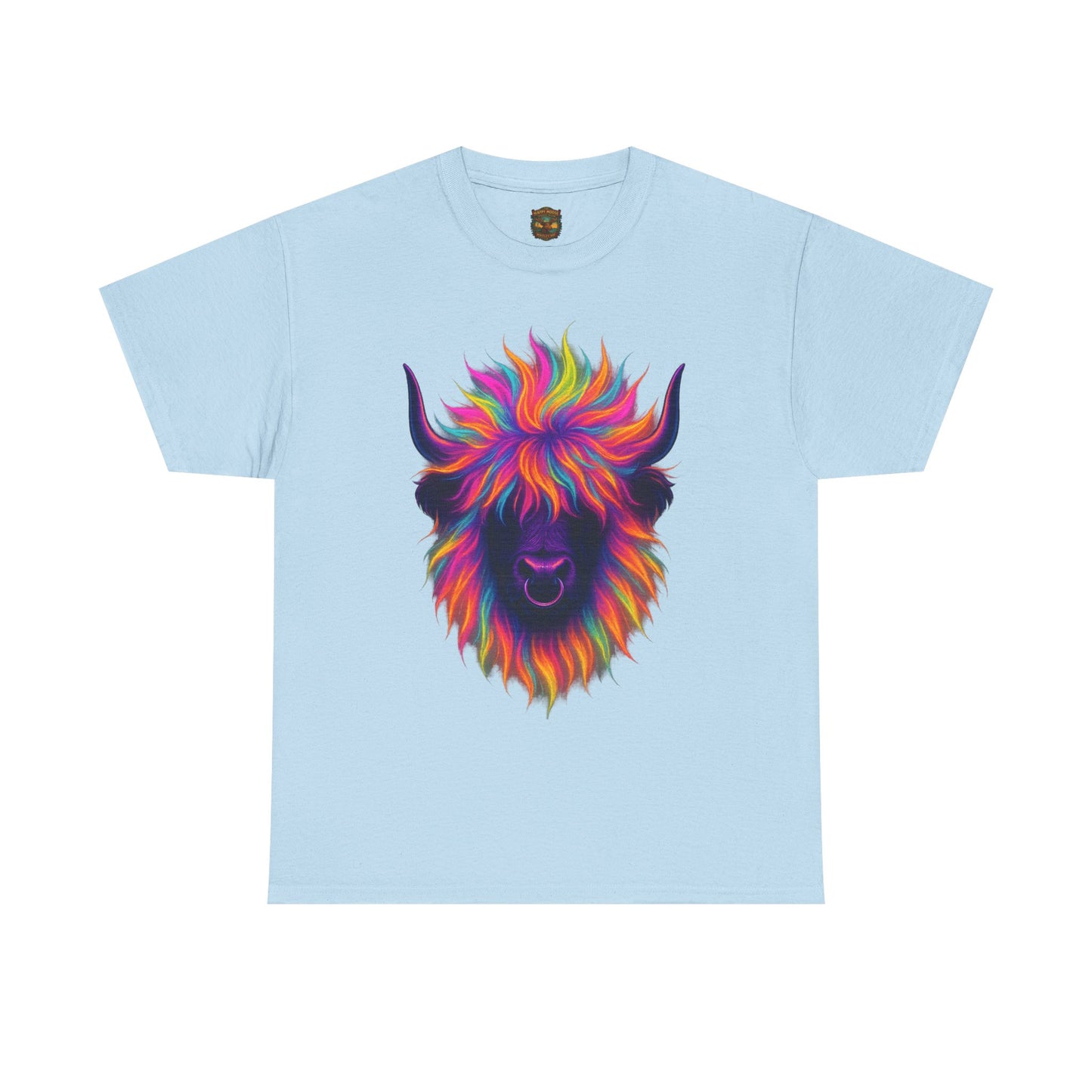 Colorful Highland Cow T-Shirt — Vibrant Rainbow Yak Graphic Tee