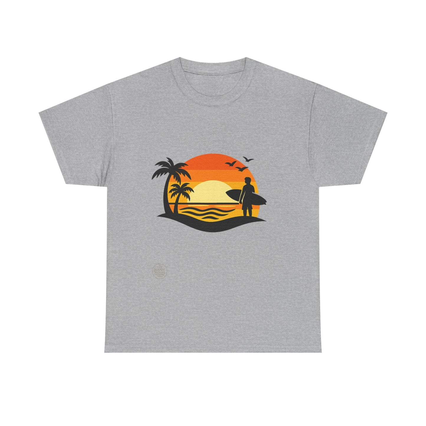 Surf Sunset T-Shirt — Retro Palm Tree Beach Tee
