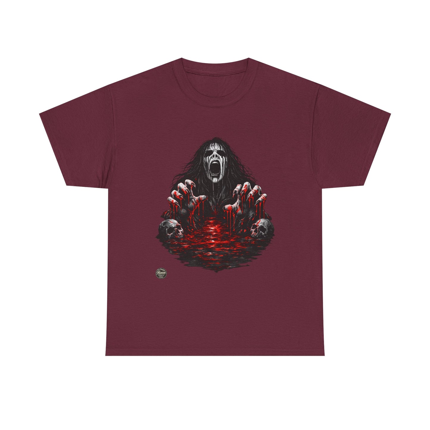 T-Shirt — Horror Scream Design with Red Blood Pool (Gothic Horror Tee)  EZ002