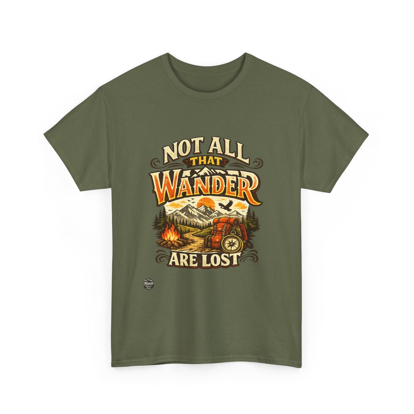 Wander Camper T‑Shirt — "Not All That Wander Are Lost" Adventure Tee