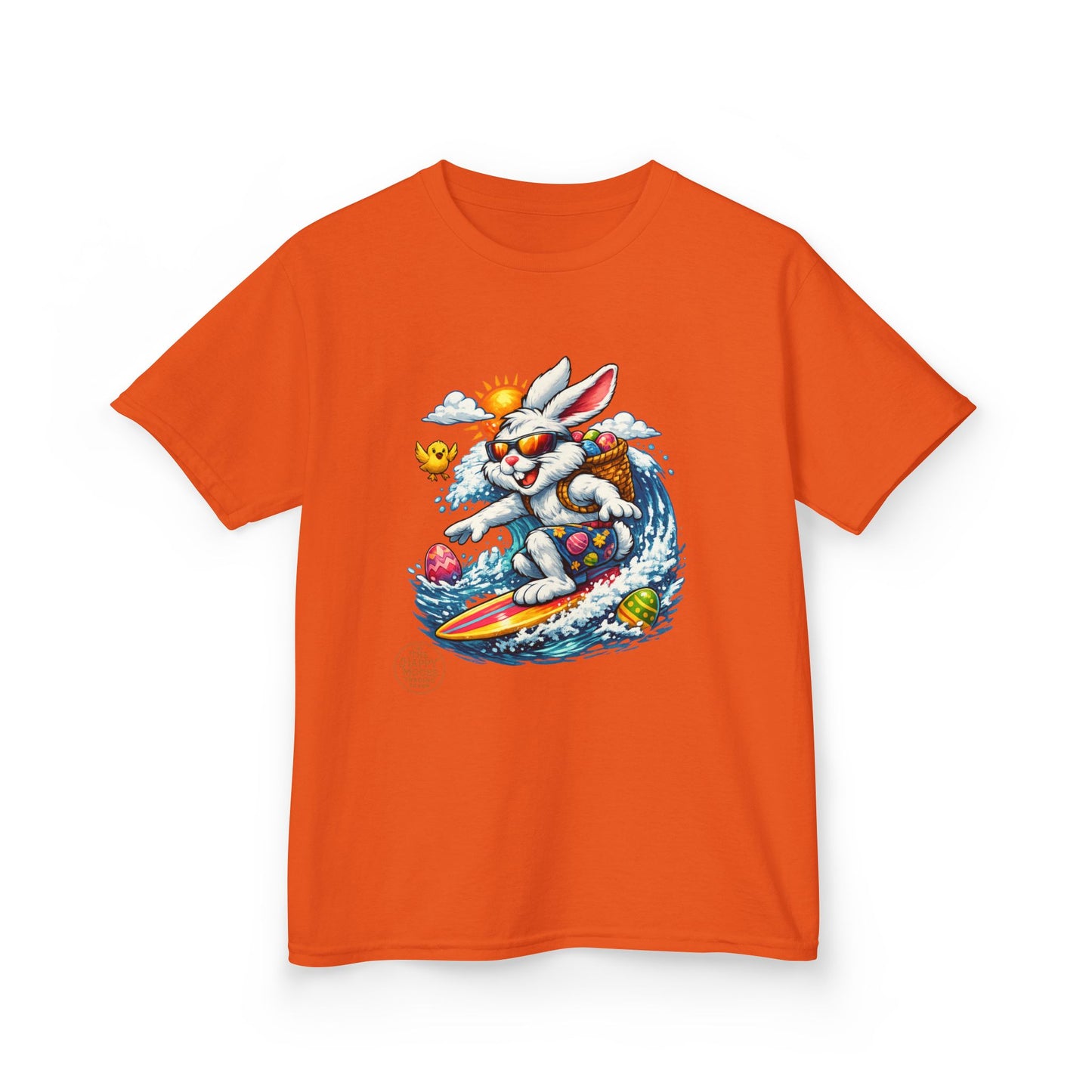 Kids Surfing Easter Bunny T-Shirt — Cute Surfboard Bunny Graphic Tee