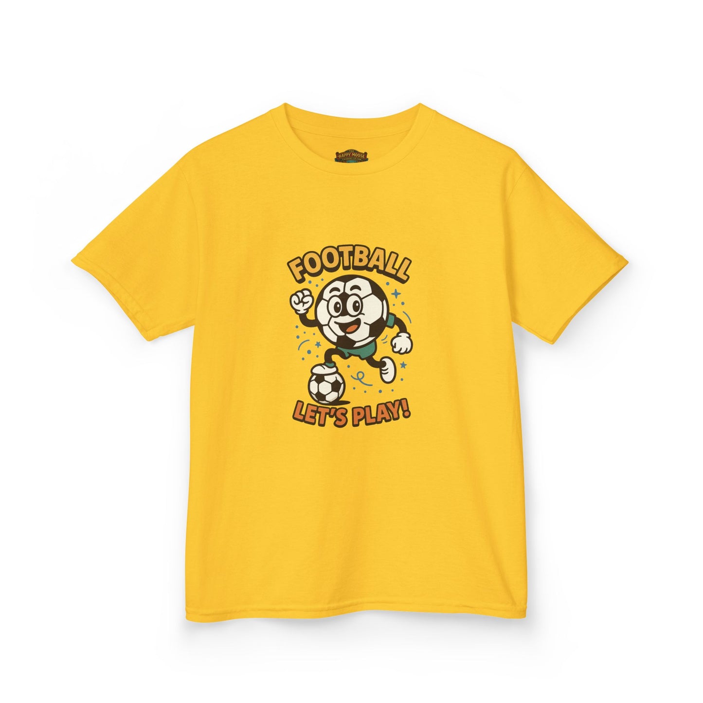 Kids Football Tee — "Football Let's Play" Retro Cartoon Soccer Shirt