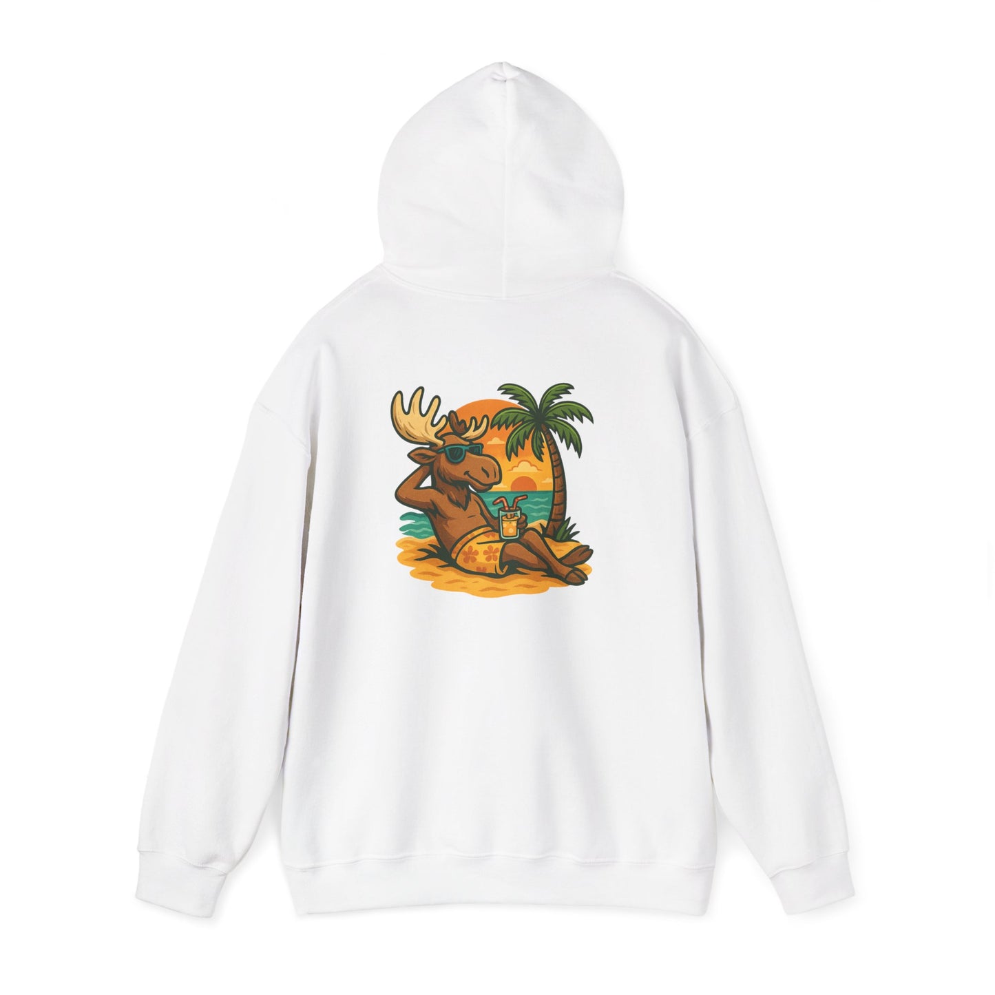 Hoodie — Relaxing Moose Beach Sunset Graphic Hooded Sweatshirt