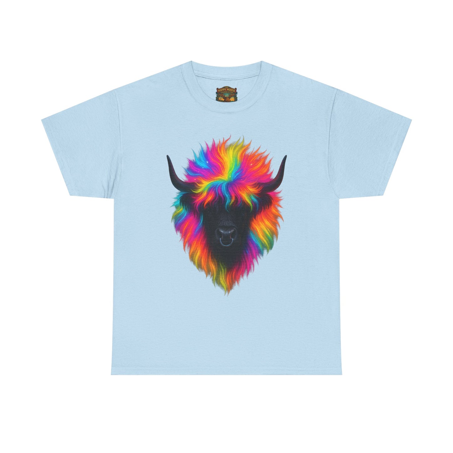 Rainbow Buffalo T-Shirt — Colorful Neon Bison Graphic Tee