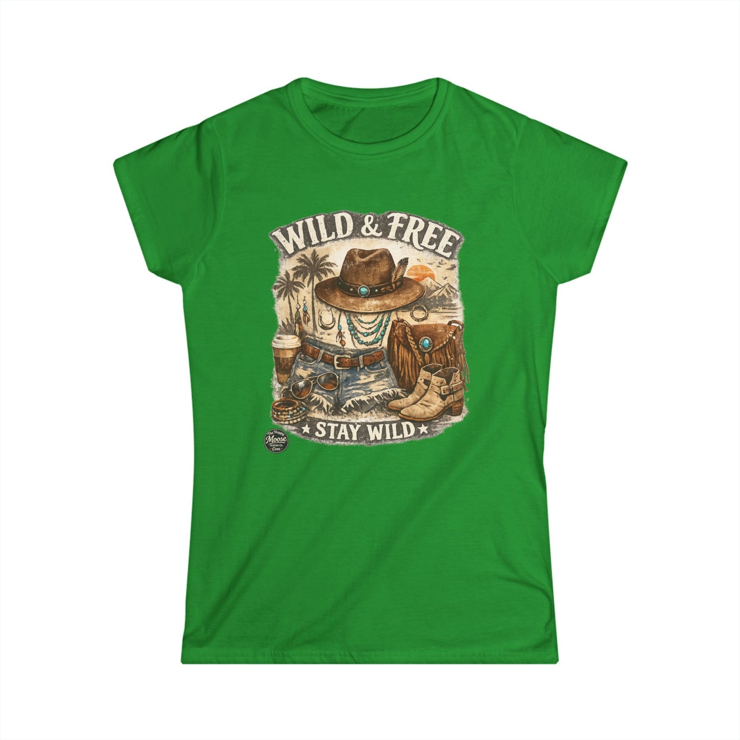 Wild & Free Western Graphic Tee — "Stay Wild" Cowboy Boho Women's Shirt