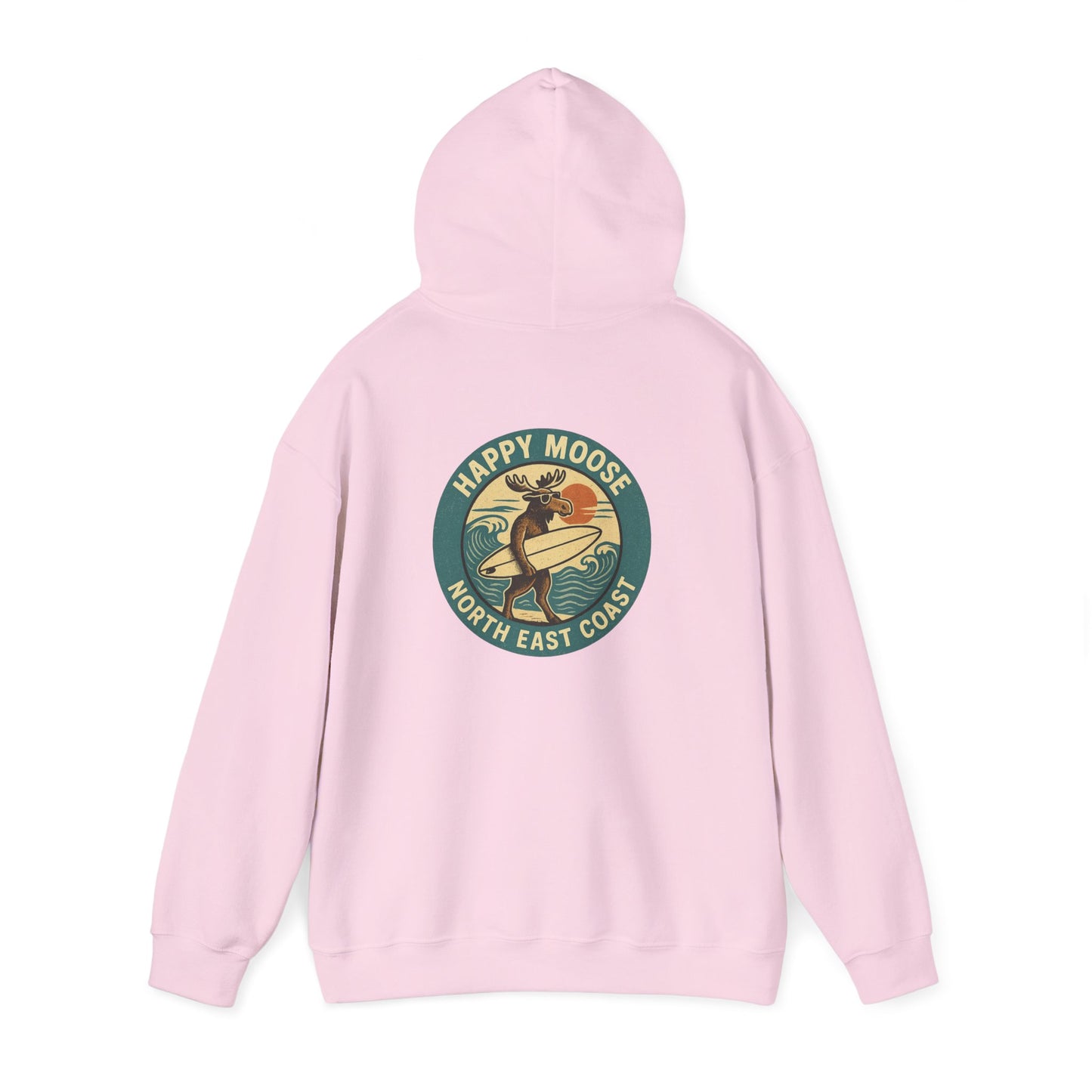 Moose Surf Hoodie – "Happy Moose North East Coast" Retro Surf Graphic