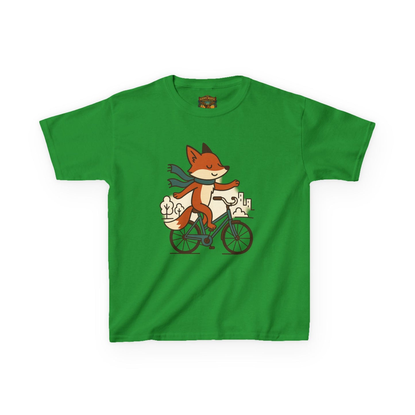 Kids Fox Bike T‑Shirt — Cute Riding Fox Illustration Tee