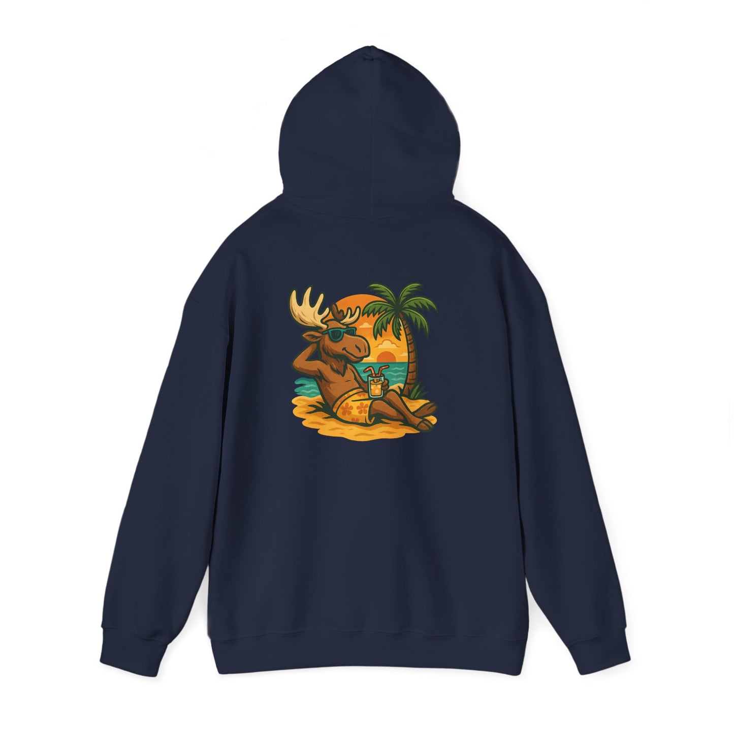 Hoodie — Relaxing Moose Beach Sunset Graphic Hooded Sweatshirt