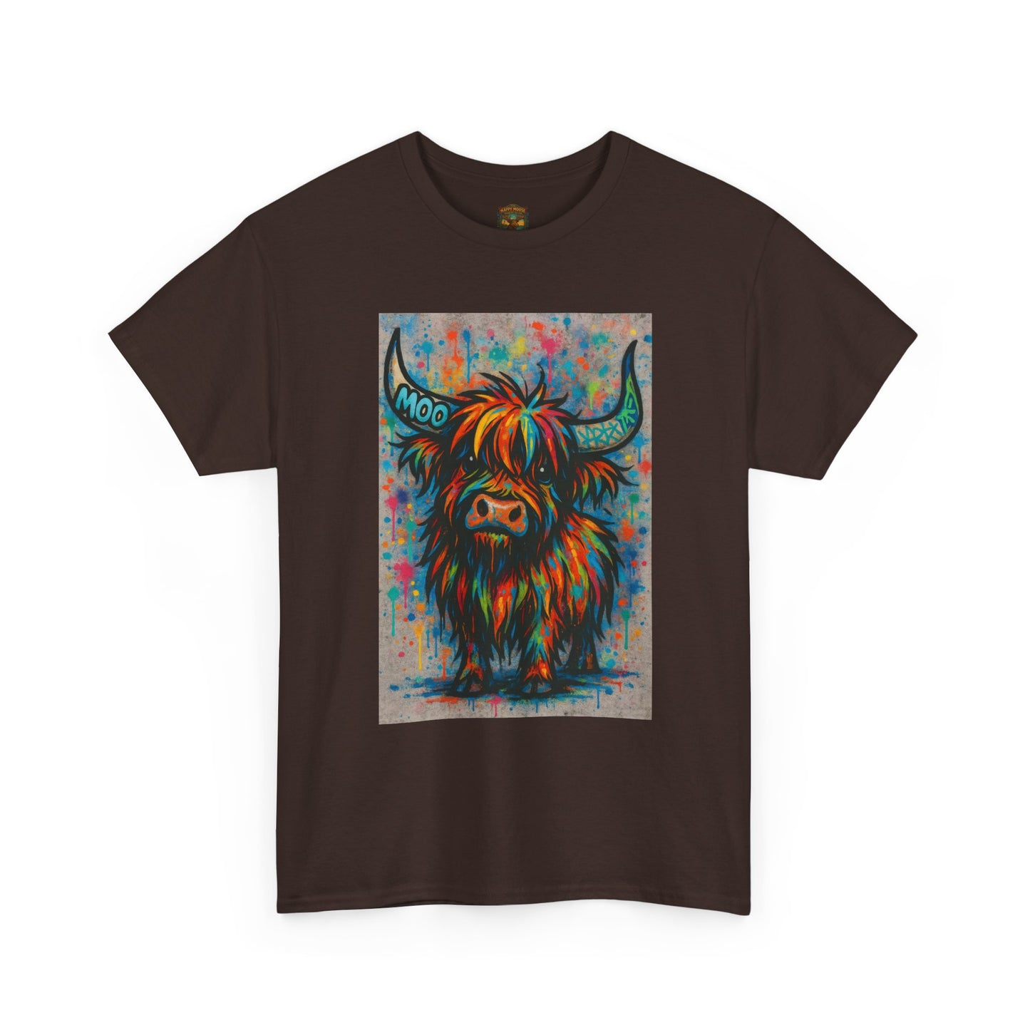Psychedelic Highland Cow T-Shirt | Retro Rainbow Cow Art 8
