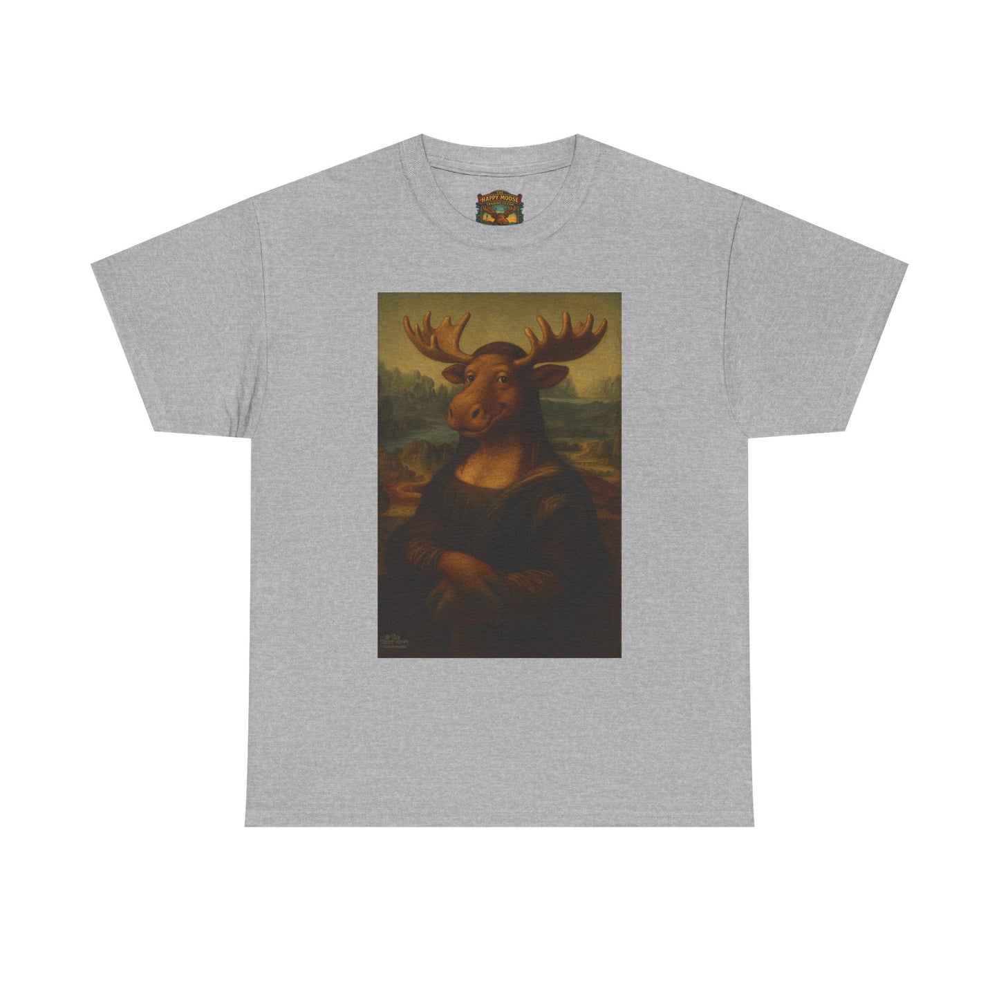 Mona Moose Tee — Funny Renaissance Moose Portrait T‑Shirt