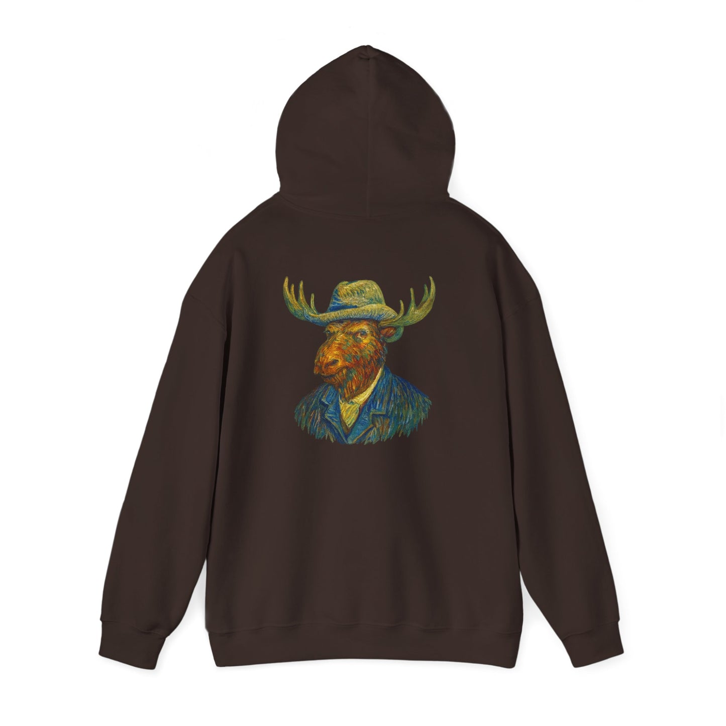 Van Gogh Moose Portrait Hoodie — Artistic Antlered Van Gogh Pullover