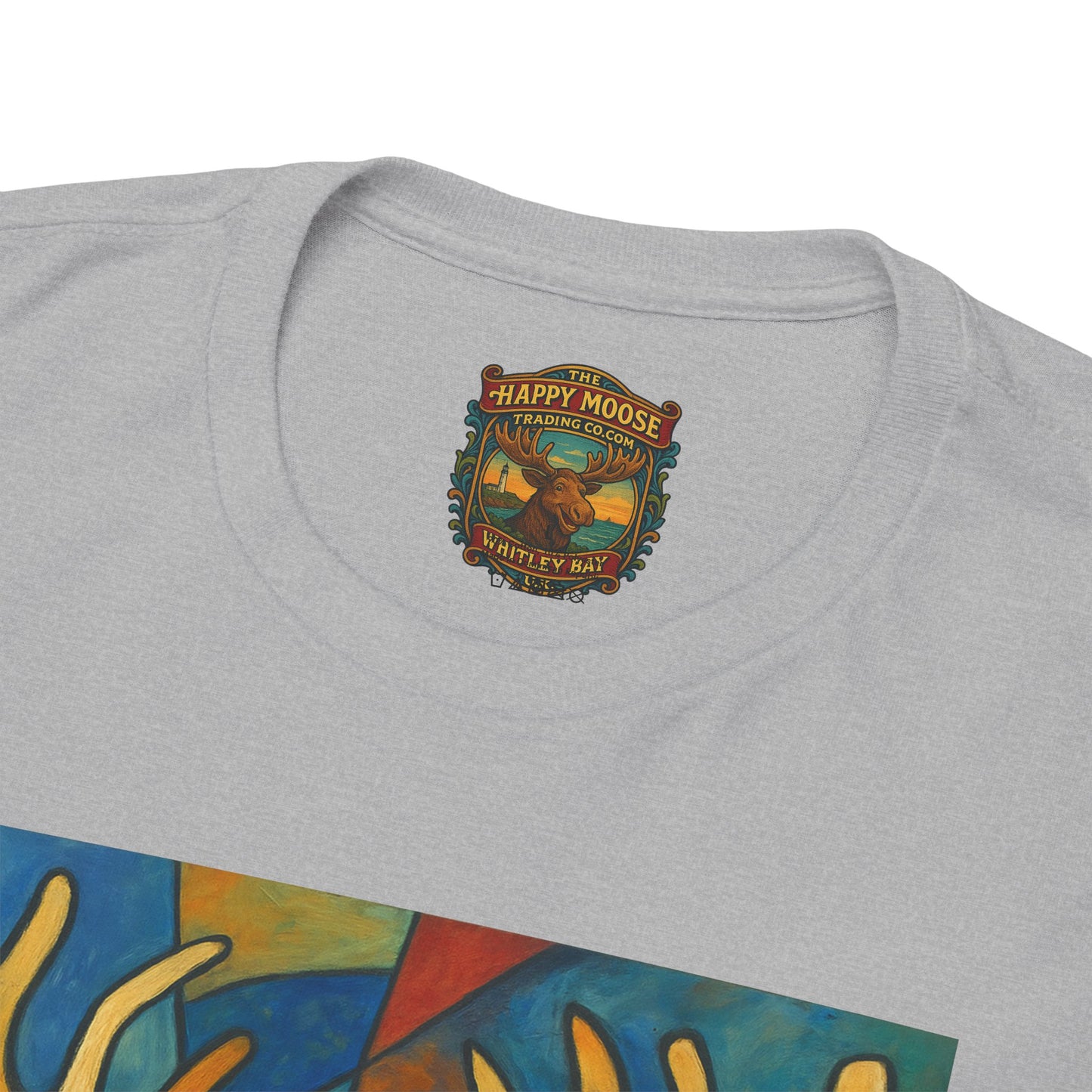Picasso Moose T‑Shirt — Colorful Geometric Woodland Art Tee