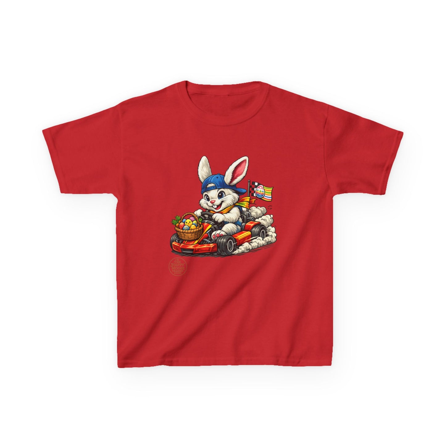Kids Bunny Go-Kart Tee – Easter Bunny Racing with Candy Basket