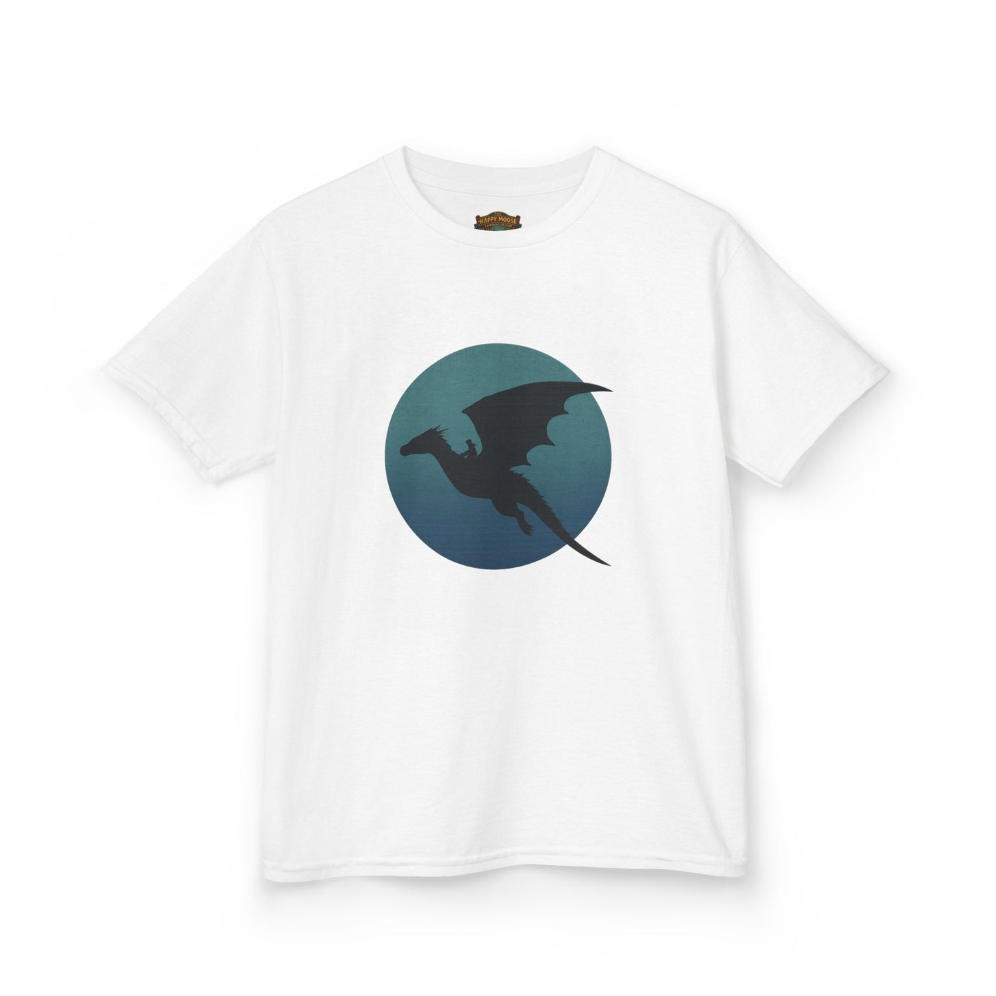 Kids Dragon Silhouette Tee — Fantasy Dragon Circle Graphic Shirt