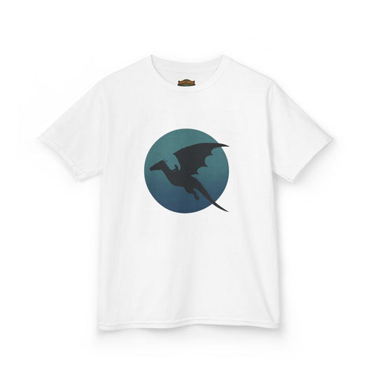 Kids Dragon Silhouette Tee — Fantasy Dragon Circle Graphic Shirt
