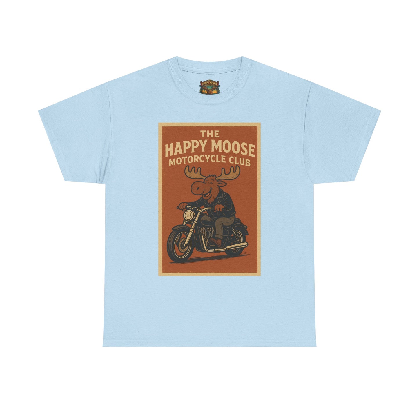 Happy Moose Motorcycle Club T-Shirt | Moose Biker Graphic
