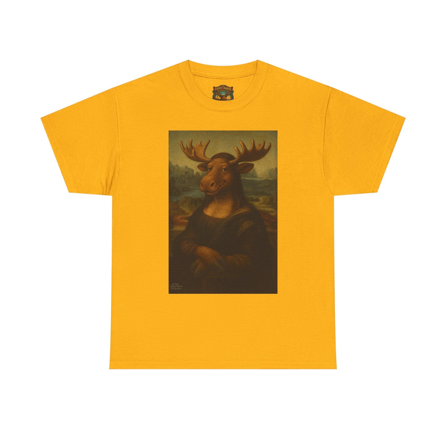Mona Moose Tee — Funny Renaissance Moose Portrait T‑Shirt