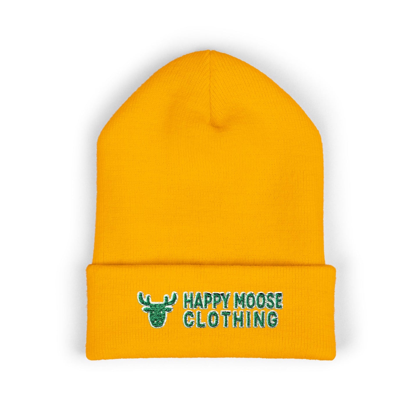 Happy Moose Embroidered Cuffed Beanie
