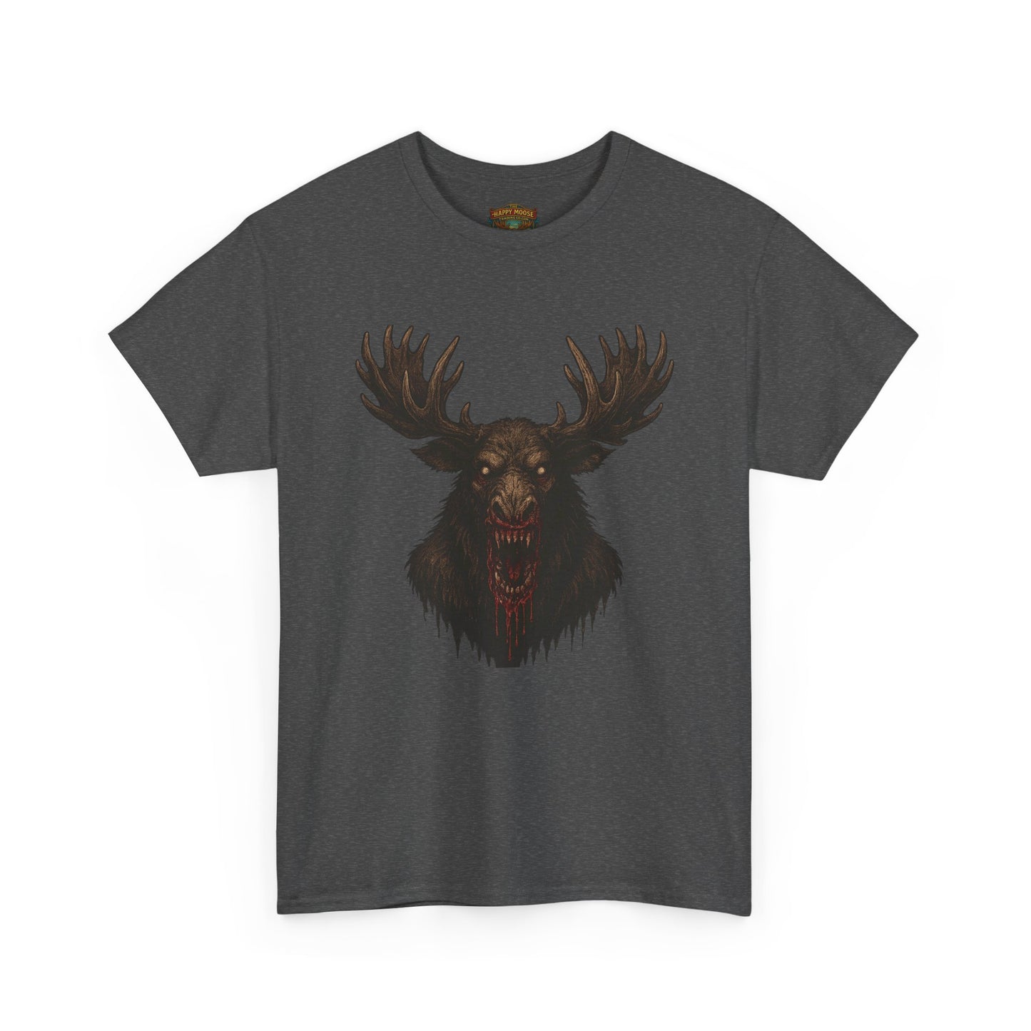 Moose Skull Graphic Tee — Dark Forest Horror Antler Shirt
