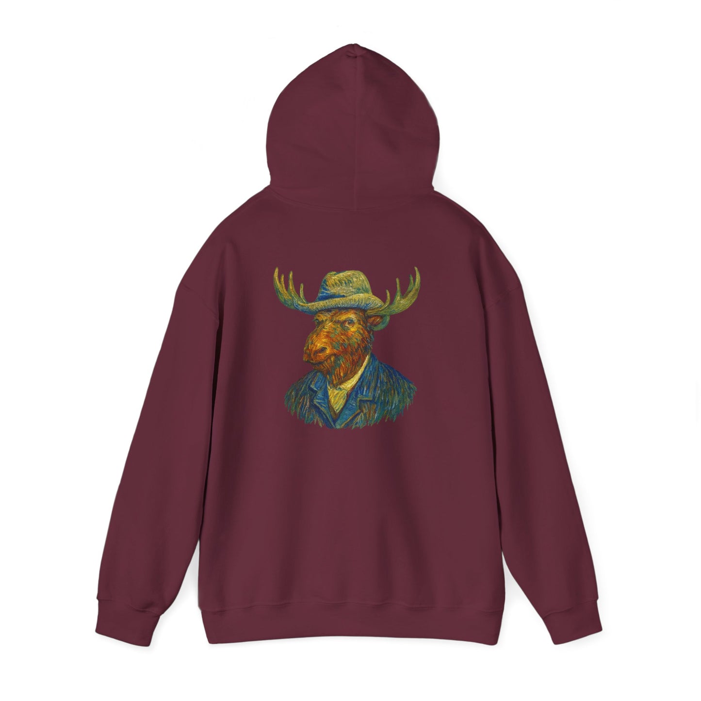 Van Gogh Moose Portrait Hoodie — Artistic Antlered Van Gogh Pullover