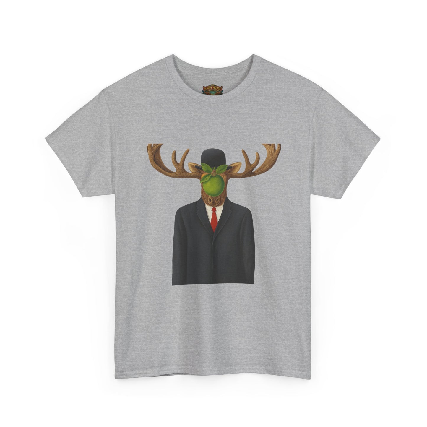 Surreal Moose Head Suit T‑Shirt — 'Man with Antlers' Artistic Graphic Tee