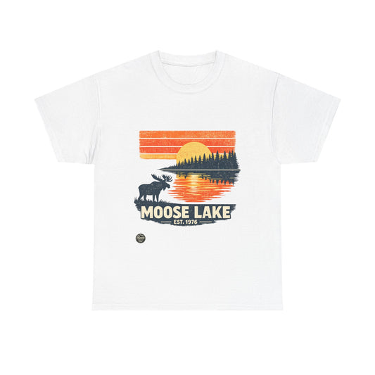 Moose Lake Sunset Vintage Lake Camping T‑Shirt