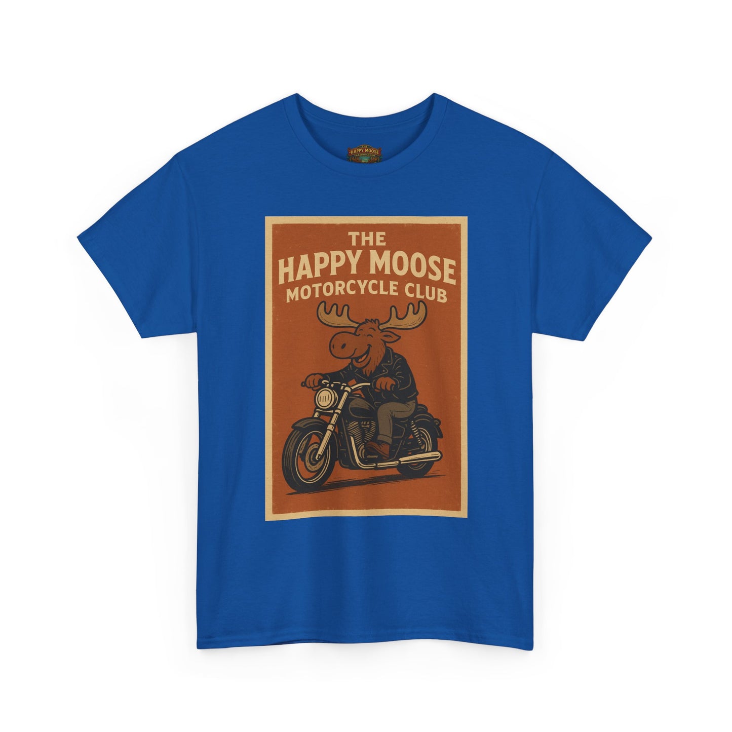 Happy Moose Motorcycle Club T-Shirt | Moose Biker Graphic